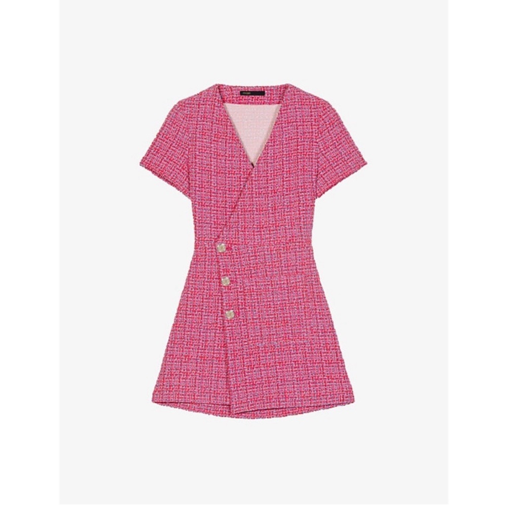 - Maje Rolia Tweed Wrap Dress